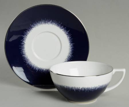 Jasper Conran Navy Fringe Flat Cup & Saucer Set