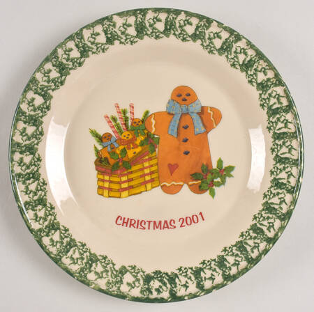 Green Sponge Christmas Dinner Plate