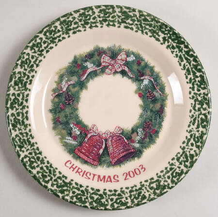Green Sponge Christmas Dinner Plate
