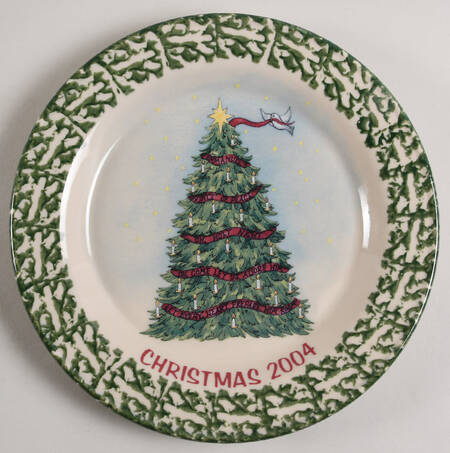 Green Sponge Christmas Dinner Plate