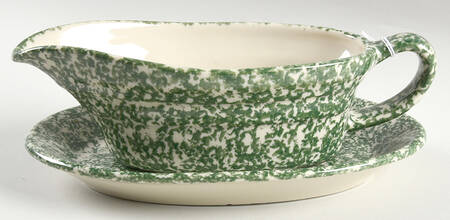 Green Sponge Gravy Boat & Underplate