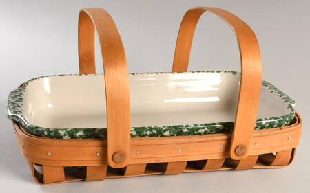 Green Sponge 13" Rectangular Baker & Wood Basket