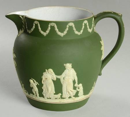 Cream Color on Olive Jasperware 64 Oz Dutch Jug