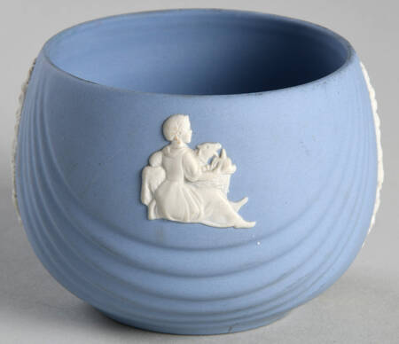 Cream Color on Lavender (Pale Blue) Jasperware Open Sugar Bowl