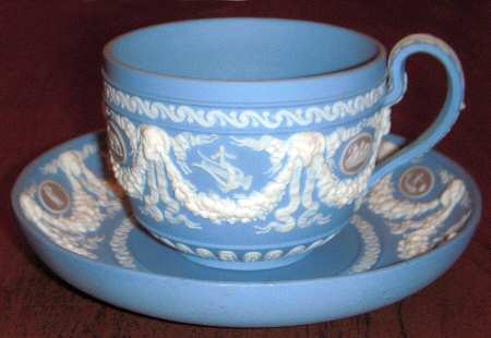 Cream Color & Lilac on Lavender Flat Cup & Saucer Set
