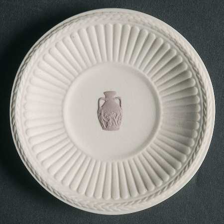 Lilac on Cream Color Jasperware Round Fluted Compotier