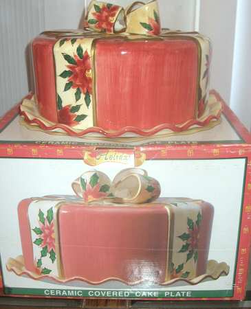 Holiday Large Covered Cake Plate