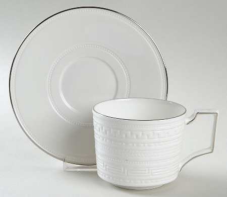 Intaglio Platinum Flat Cup & Saucer Set