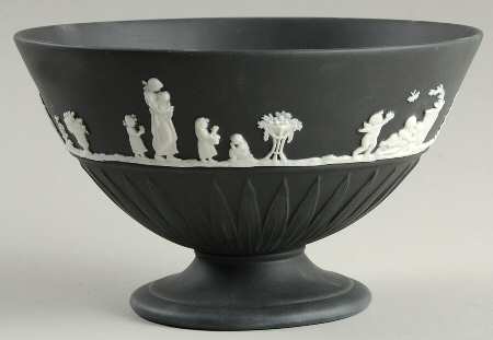Jasper Classic White on Black Large Footed Bowl