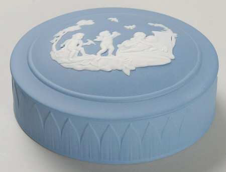 Jasper Classic White on Pale Blue Trinket Box & Lid
