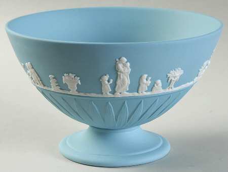 Jasper Classic White on Turquoise Large Footed Bowl