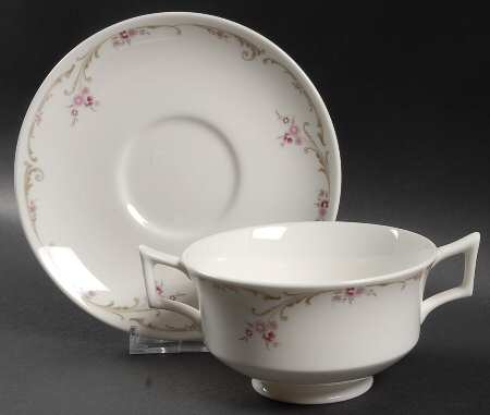 Carisbrooke (No Trim) Footed Cream Soup Bowl & Saucer Set