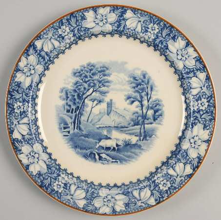 Colonial Blue (Rust Trim) Luncheon Plate