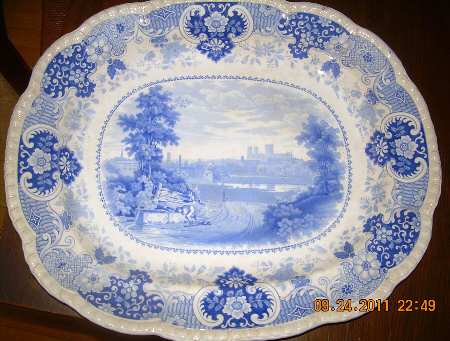 English Cities Series Blue 16" Oval Serving Platter