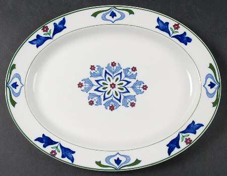 Old English (Green Trim) 10" Oval Serving Platter