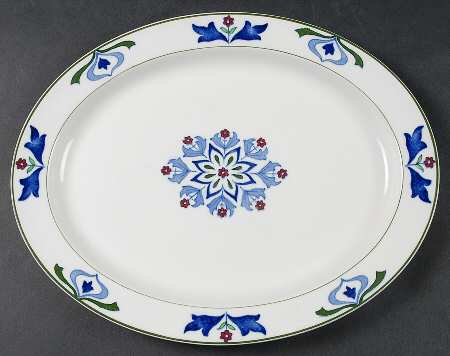 Old English (Green Trim) 12" Oval Serving Platter
