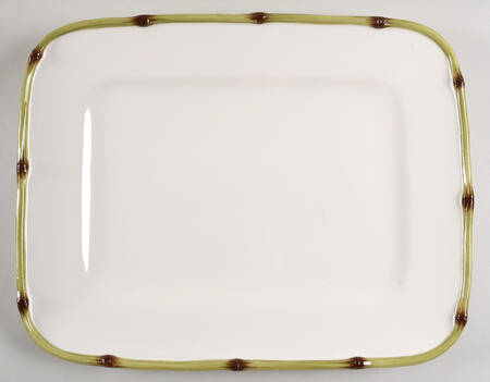 Bamboo Green (Brown Edge) 17" Rectangular Serving Platter