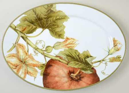 Botanical Pumpkin 19" Oval Serving Platter