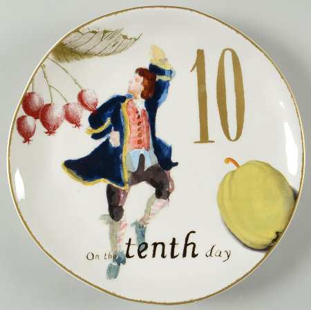 12 Days of Christmas (Gold Numbers, Coupe Shape) Salad/Dessert Plate