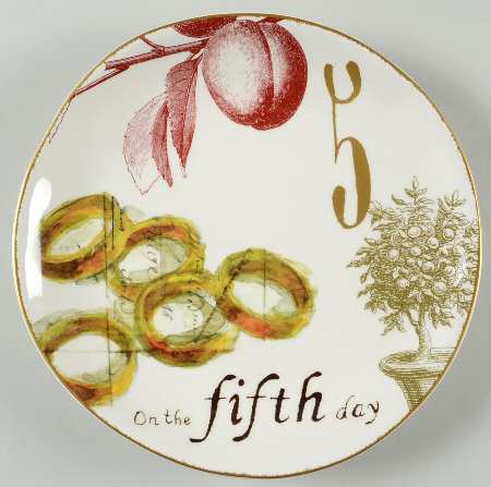 12 Days of Christmas (Gold Numbers, Coupe Shape) Salad/Dessert Plate