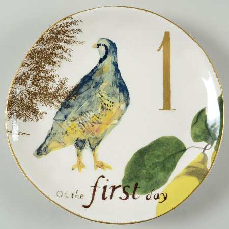 12 Days of Christmas (Gold Numbers, Coupe Shape) Salad/Dessert Plate