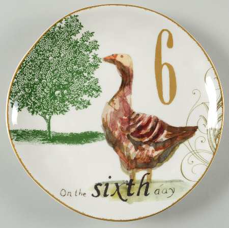 12 Days of Christmas (Gold Numbers, Coupe Shape) Salad/Dessert Plate