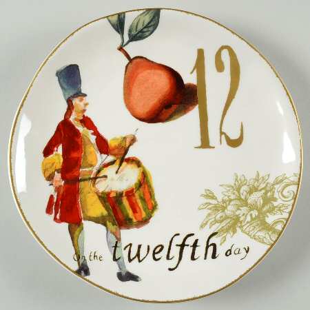 12 Days of Christmas (Gold Numbers, Coupe Shape) Salad/Dessert Plate