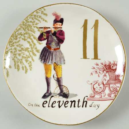 12 Days of Christmas (Gold Numbers, Coupe Shape) Salad/Dessert Plate