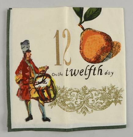 12 Days of Christmas (Gold Numbers, Coupe Shape) Cloth Napkin