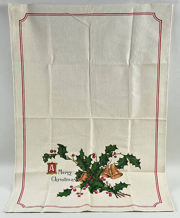 Vintage Christmas Postcard Cloth Dish Towel