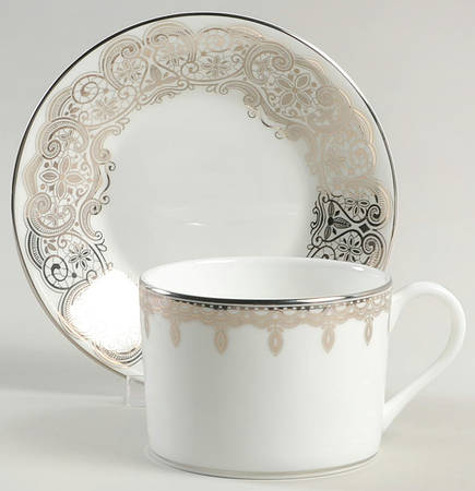 Lismore Lace Platinum Flat Cup & Saucer Set