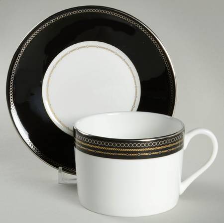 With Love Noir Flat Cup & Saucer Set
