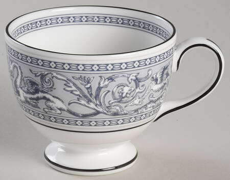 Florentine Indigo White Leigh Shape Footed Cup