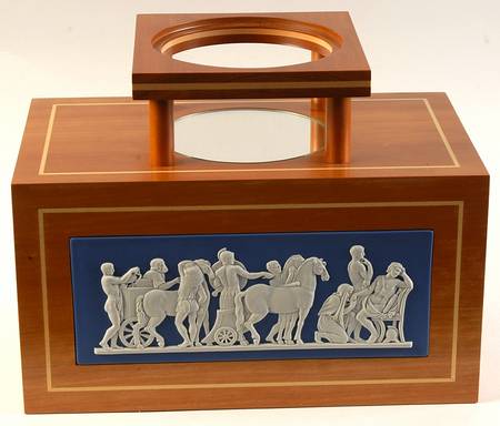 Cream Color on Saxon Blue Jasperware Wood Stand for Portland Vase