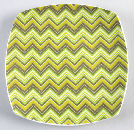 Zigzag Green Square Salad Plate