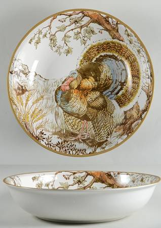 Turkey (Wheat, Tree Branch) 13" Round Serving Bowl