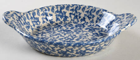Blue Sponge Lugged Soup Bowl