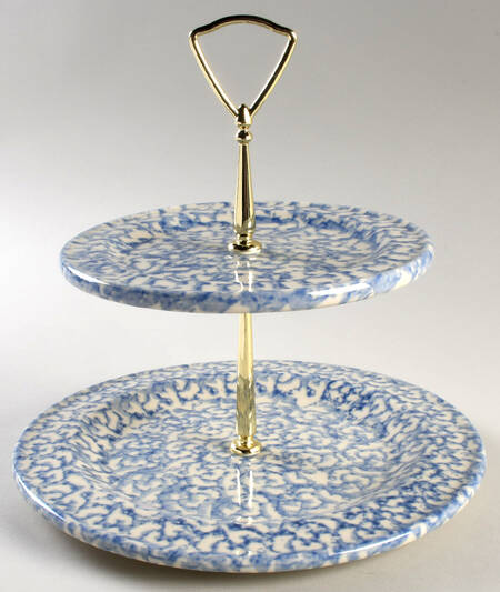 Blue Sponge 2 Tiered Serving Tray (Dinner & Salad Plate)