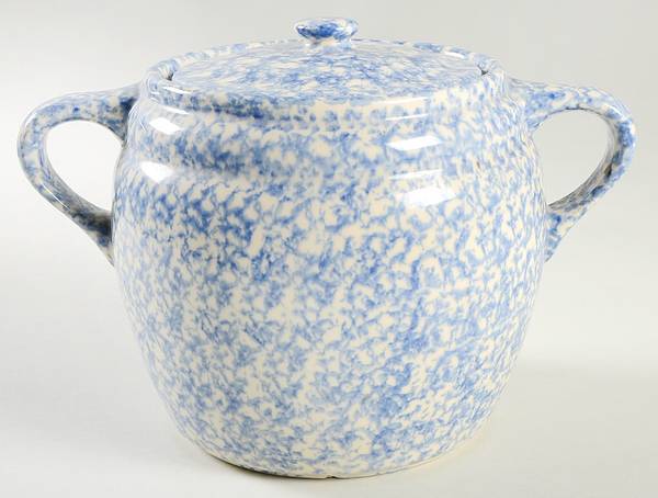 Blue Sponge Bean Pot & Lid
