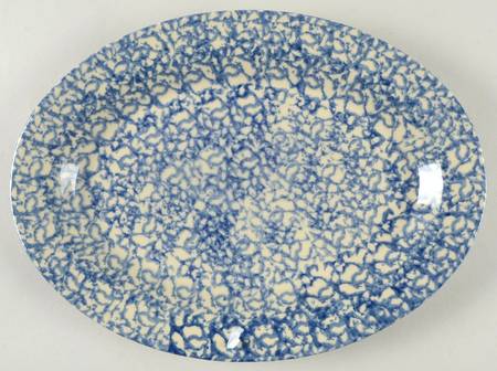Blue Sponge 13" Oval Serving Platter