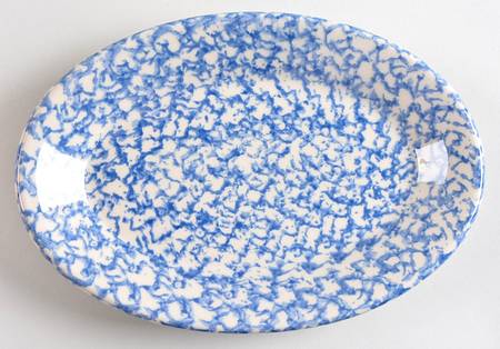 Blue Sponge 9" Oval Serving Platter
