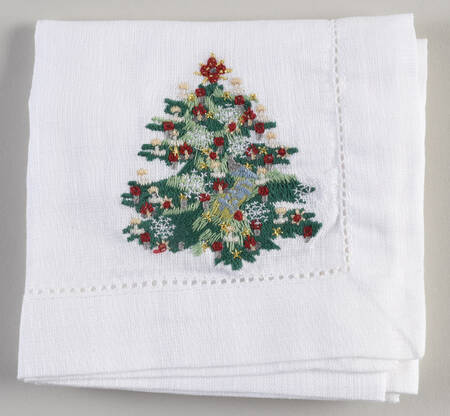 Twas the Night Before Christmas 20" Embroidered Linen Napkin