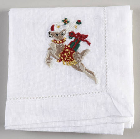 Twas the Night Before Christmas 20" Embroidered Linen Napkin