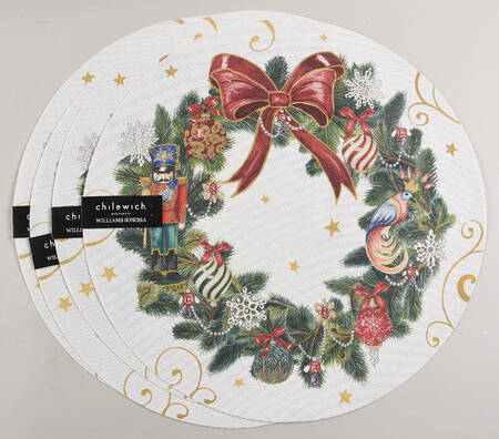 Twas the Night Before Christmas Cloth & Vinyl Round Placemat - Set of 4
