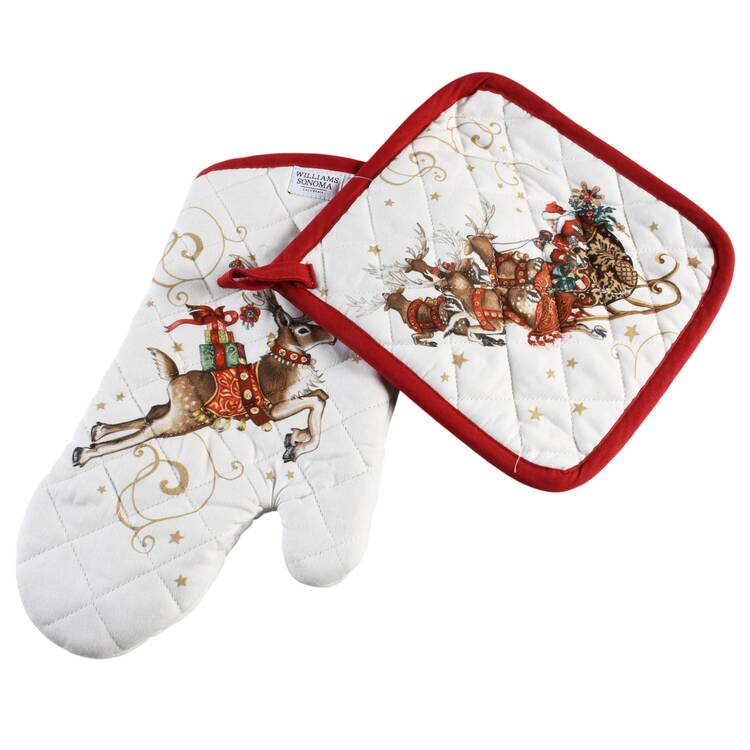 Twas the Night Before Christmas Cloth Oven Mitt and Potholder Set