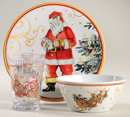 Twas the Night Before Christmas (3 Pc)Melamine Child's Set(Plate,Bowl,Plastic Cup)