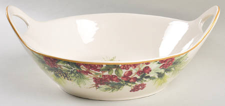 Botanical Wreath 14" Round Handled Bowl