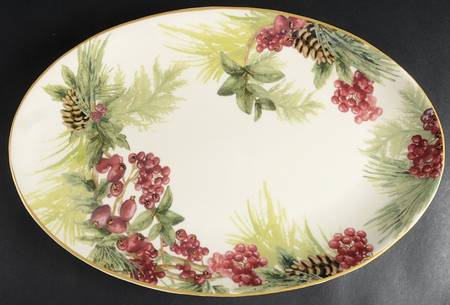 Botanical Wreath 18" Oval Serving Platter