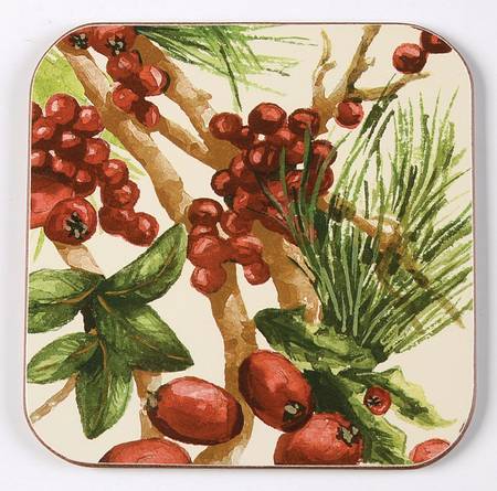 Botanical Wreath Square Corkback Coaster