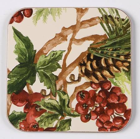 Botanical Wreath Square Corkback Coaster